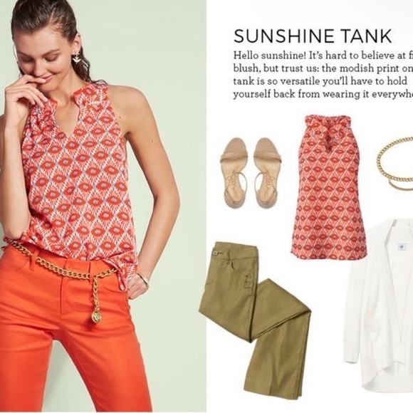 CAbi Tops - Cabi Sunshine Ruffle Sleeveless Tank Top Size Large #5420